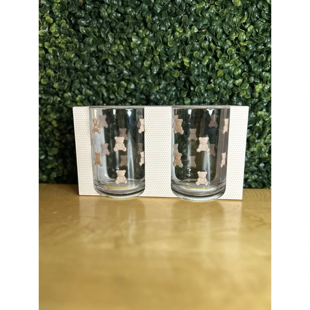 Cupcakes and Cashmere Acrylic Drinkware Teddy Bear Tumblers 16oz Set 2 NEW